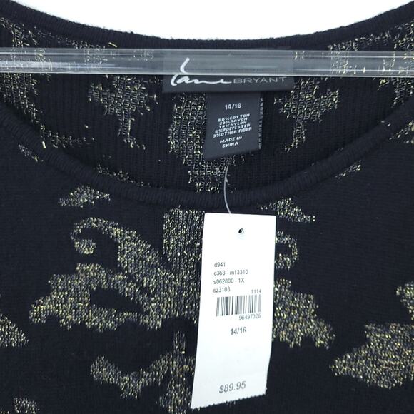 NEW Lane Bryant Black Gold Design Sweater Dress Size 14/16 Long Sleeve Winter - Picture 3 of 5